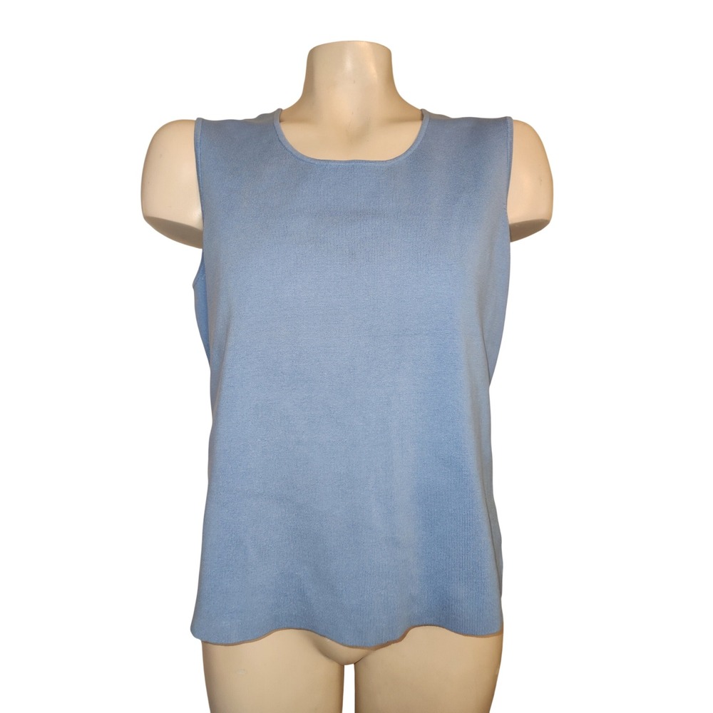 Charter Club Petite Blue Silk Blend Sleeveless Knit Shell Tank Top PL office